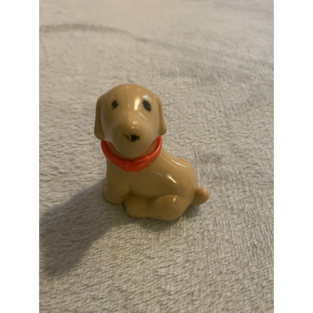 VTG. 1990'S LITTLE TIKES DOLLHOUSE SIZE BROWN/TAN DOG, POSABLE HEAD, VHTF COLOR